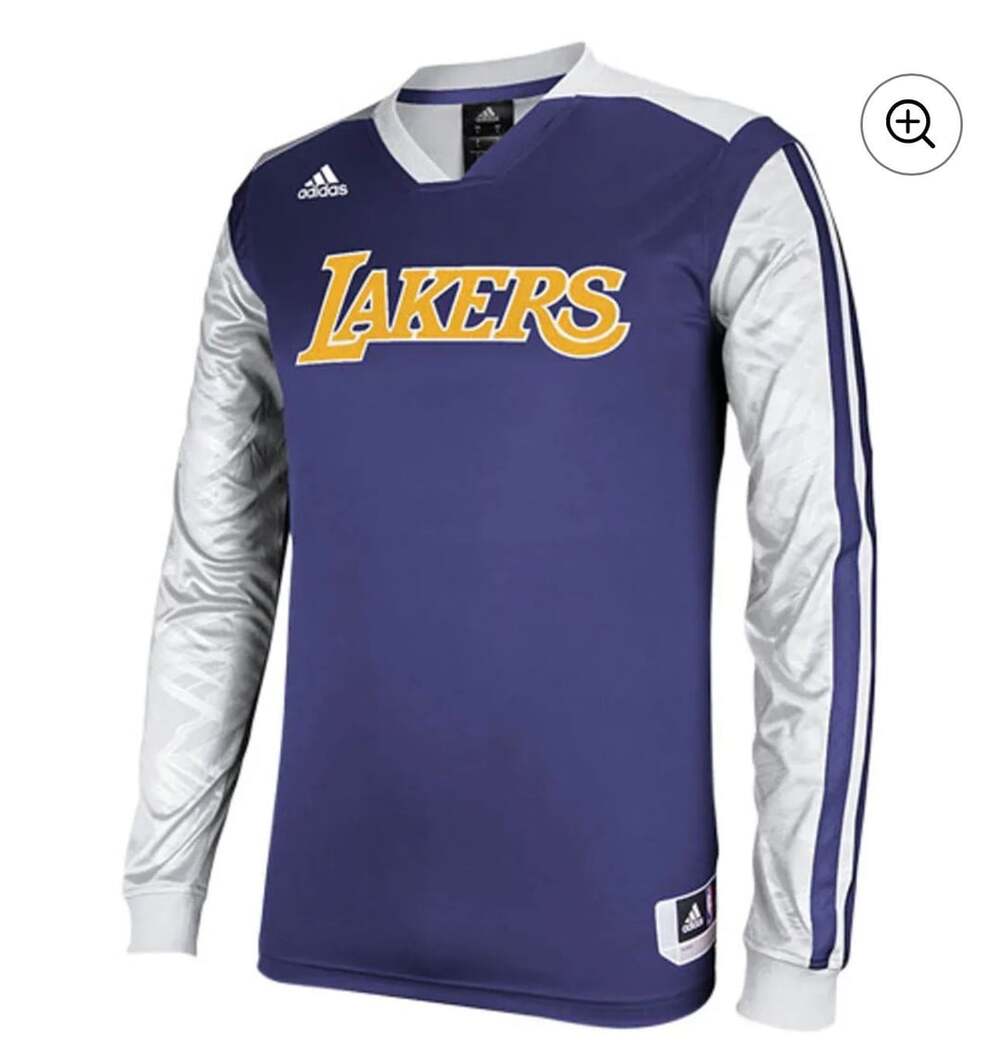 Adidas NBA Los Angeles Lakers On-Court Shooter Long Sleeve T-Shirt Purple White